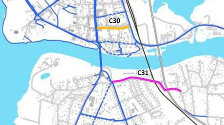 Åtgärden är en del av kommunens cykelplan som antogs 29 november 2021. Den planerade åtgärden är den rosa linjen på ovanstående kartbild.